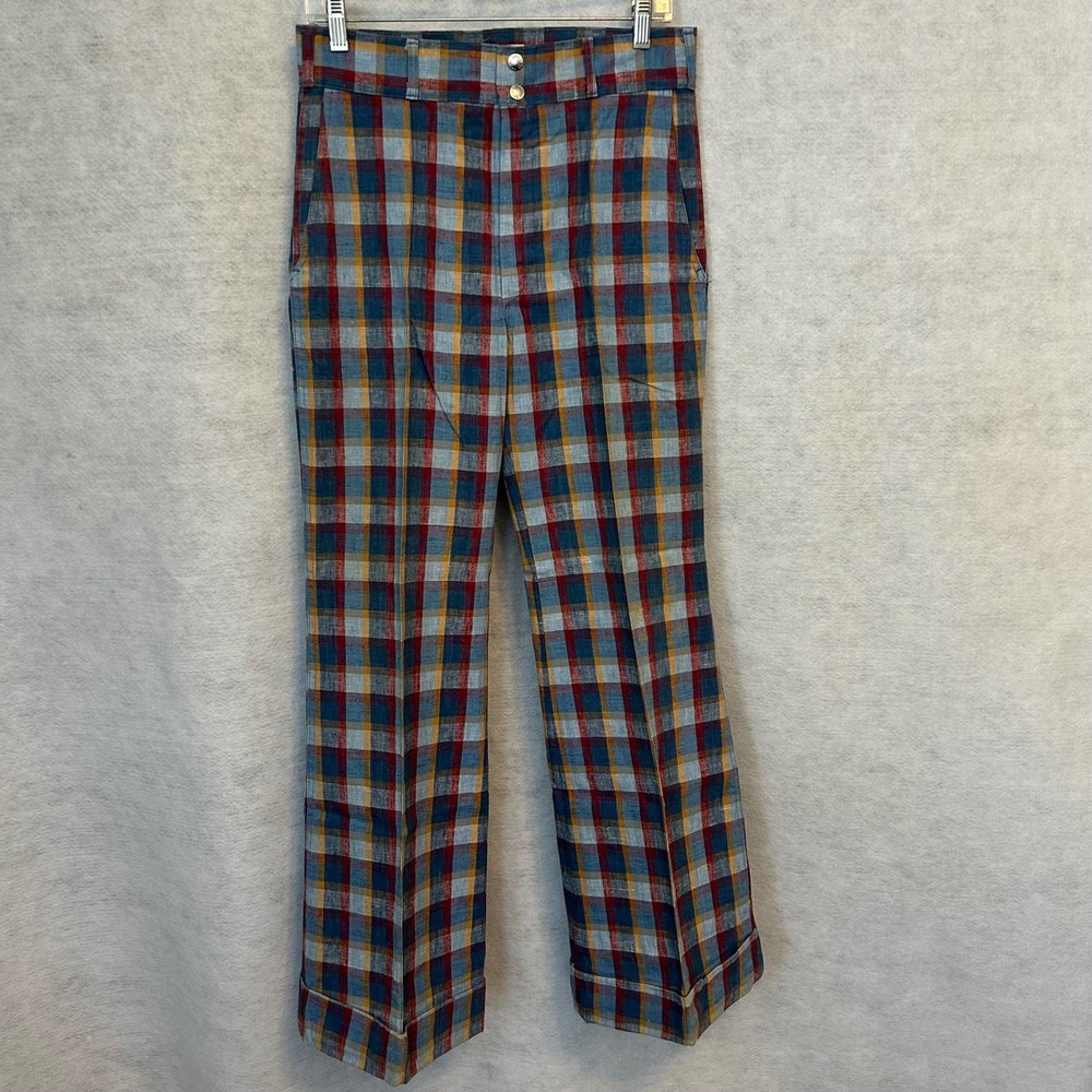 Sutters Mill Vintage 70's?‎ Plaid Bell Bottom Pants Unisex NWOT